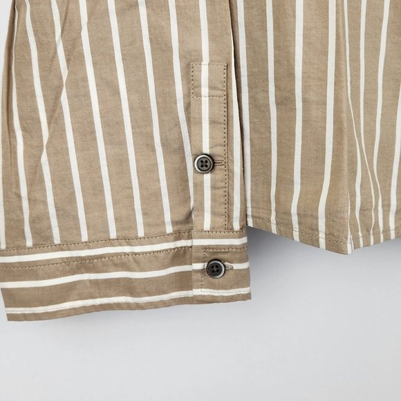 NWT Everlane Brown Stripe Button Up Collared PJ Pajama Shirt sz S - Picture 4 of 8